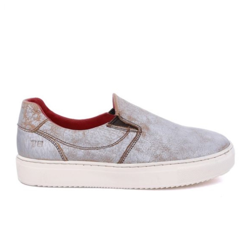 Bed Stu Hermione Silver Lux Leather Slip On Sneakers